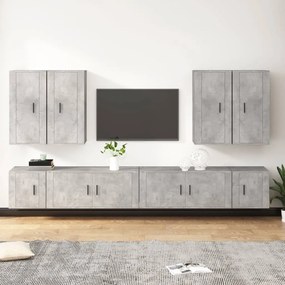 3188706 vidaXL Conjunto móveis de TV 8 pcs madeira processada cinzento cimento