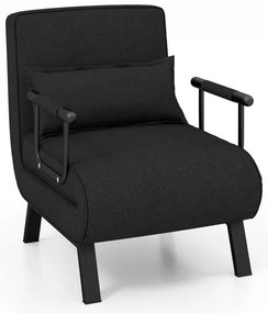 Sofá-cama conversível de 1 lugar, cadeira de sala de estar 4 em 1, encosto ajustável em 6 posições com travesseiro verde