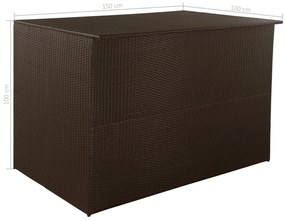 Caixa de arrumação para jardim 150x100x100 cm vime PE castanho