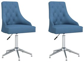 vidaXL Cadeiras de jantar giratórias 2 pcs tecido azul
