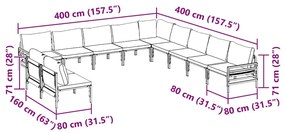 Conjunto de Sofá de Jardim 11 pcs Cinzento-escuro Aço