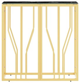 Mesa consola 70x30x70 cm aço inoxidável e vidro dourado