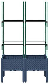 Vaso/floreira de jardim c/ treliça 80x40x142,5 cm PP cinzento azul