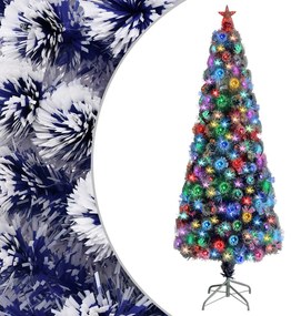 vidaXL Árvore Natal artificial pré-iluminada fibra ótica branco/azul