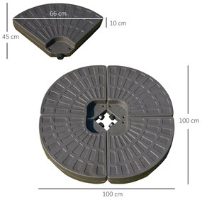 Base para Chapéu de Sol em 4 Partes Recarregável com Areia ou Água Des