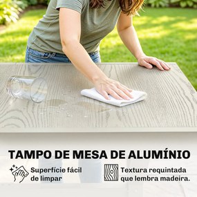 Mesa de Jardim Extensível (CADEIRAS NÃO INCLUIDAS) para 8-10 Pessoas em Alumínio e Aço 154/214x85x73 cm Cinza