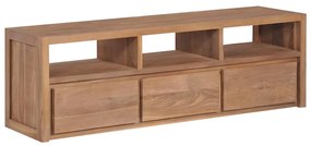 vidaXL Móvel de TV teca maciça com acabamento natural 120x30x40 cm