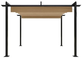 Gazebo de jardim com telhado retrátil 3x3 m cinza-acastanhado