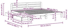 Cama sem colchão 180x200 cm madeira de pinho maciça branco