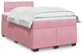 Cama boxspring com colchão 120x200 cm veludo rosa