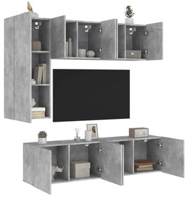 vidaXL 5 pcs móveis de parede p/ TV derivados de madeira cinza cimento
