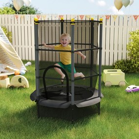 Trampolim para Crianças com Rede de Segurança e Estrutura de Aço para Interiores e Exteriores Carga 50kg Ø140x190 cm Preto