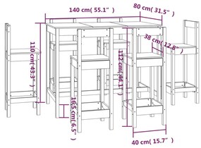 7 pcs conjunto de bar pinho maciço branco