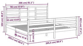 Estrutura de cama 200x200 cm madeira maciça