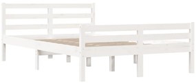 Estrutura de cama 140x200 cm madeira maciça branco