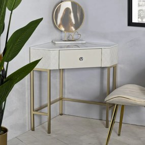 MESA CONSOLA SHARON 84,5X60X77 CM BRANCA E DOURADA