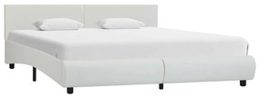 vidaXL Estrutura de cama 160x200 cm couro artificial branco