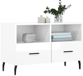 Móvel de TV 80x36x50 cm derivados de madeira branco brilhante