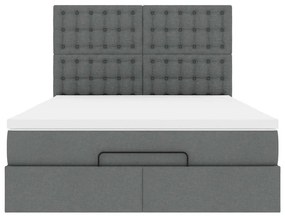 Estrutura de cama otomana com colchão 140x190cm cinzento escuro