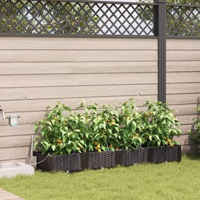 Plantadores de Jardim vidaXL com Sistema de Irrigação 4 pcs Castanho