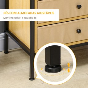 Estante de 4 Níveis com 2 Gavetas de Tecido não Tecido e Estrutura de Aço 60x40x163 cm Madeira e Preto