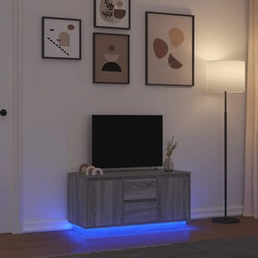 vidaXL Móvel de TV com luzes LED 100x41x50 cm cinzento sonoma