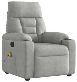vidaXL Poltrona de massagens reclinável tecido microfibra cinza-claro