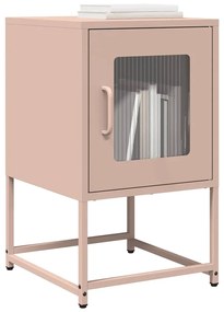 vidaXL Mesa de cabeceira 36x39x60,5 cm aço laminado a frio rosa