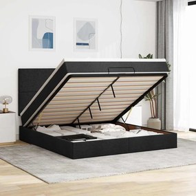 vidaXL Estrutura de cama otomana com colchão 180x200 cm tecido preto