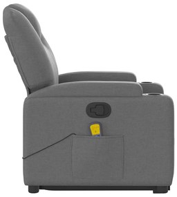 Poltrona elevatória de massagens tecido cinzento-escuro