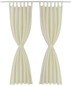 Cortinas de cetim com laços, 2 pcs, creme 140 x 225 cm
