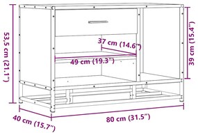 Banco para calçado carvalho fumado 80x40x53,5 cm madeira metal