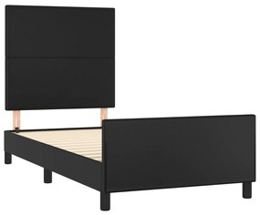 Estrutura de cama c/ cabeceira 90x190 cm couro artificial preto