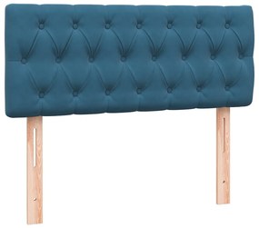 Cama com molas/colchão 120x210 cm veludo azul-escuro