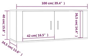 Conjunto móveis de TV 4 pcs madeira processada carvalho fumado