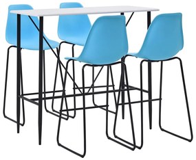 vidaXL 5 pcs conjunto de bar plástico azul