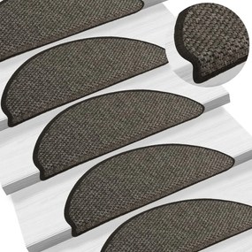 vidaXL Tapetes escada adesivos aspeto sisal 15pcs 65x21x4 cm antracite