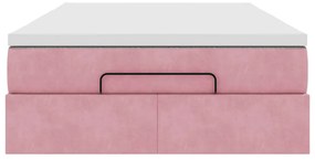 Estrutura de cama otomana com colchão 120x200 cm veludo rosa