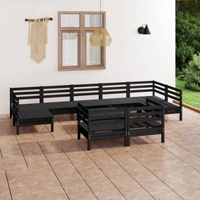 10 pcs conjunto lounge de jardim pinho maciço preto