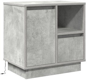 Mesa de cabeceira com LED Cinza Concreto 50x34,5x50 cm