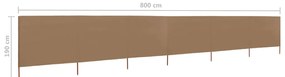 Para-vento com 6 painéis em tecido 800x160 cm cinza-acastanhado