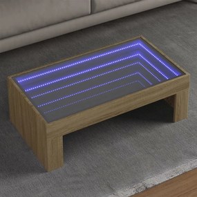 Mesa de centro luzes LED Infinity 90x50x30 cm carvalho sonoma
