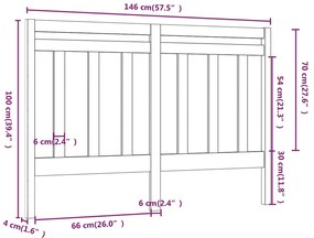 Cabeceira de cama 146x4x100 cm pinho maciço cinzento