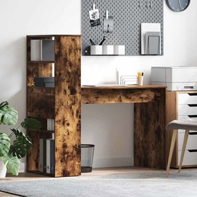 vidaXL Secretária com Armazenamento Castanho Fumado 113x54x120 cm Madeira Engenheirada