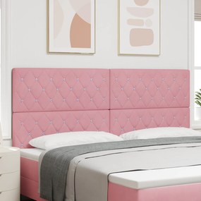 vidaXL Cabeceira Botão de Cristal Tufted Rosa 200 cm Veludo