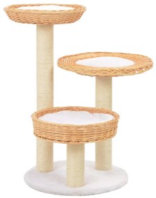 vidaXL Árvore para gatos c/ postes arranhadores madeira de salgueiro