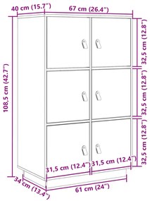 Aparador alto 67x40x108,5 cm pinho maciço cinza
