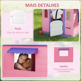 Casa de Jogos para Criaanças com Lançamento de Aros e Cesta de Basquetebol 132x118x124 cm Rosa e Roxo