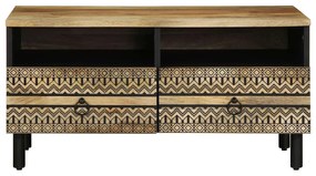 Mesa de centro 80x54x40cm madeira mangueira áspera maciça preto