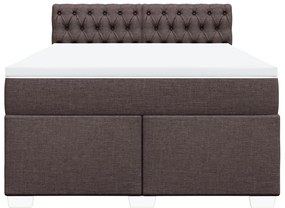 Cama com molas/colchão 160x200 cm tecido castanho-escuro